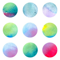 Watercolor circle textures. Mega-useful pack for you to drag and drop onto your designs.