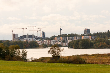 Tampere skyline in smoky Californian sun light