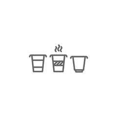 take-out coffee cups set. disposable cardboard cup of coffee.