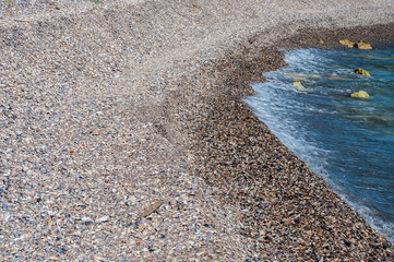 Obraz premium Mussel shells sea beach closeup as natural background