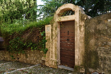 old wooden door in a wall