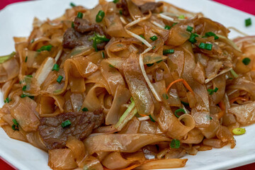 A Cantonese morning tea dim sum, Rice noodles with dry fried beef