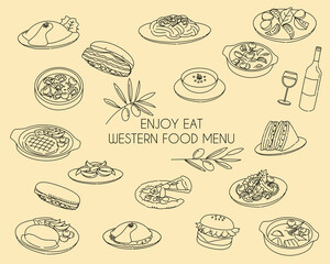 Western food menu line icon