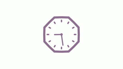 New pink gray counting down 12 hours clock icon on white background,clock icon