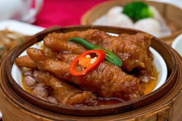 A Cantonese morning tea dim sum, Steamed Chicken Feet in Black Bean Sauce