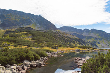 Fototapeta na wymiar mountain landskape, Dolina Pięciu Stawów Polskich, Tatra Mountains, Five Lakes Valley in september