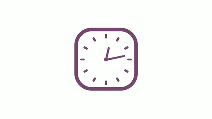 Amazing pink dark square 12 hours clock icon on white background,clock icon