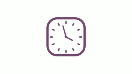 12 hours pink dark square clock icon on white background,clock isolated