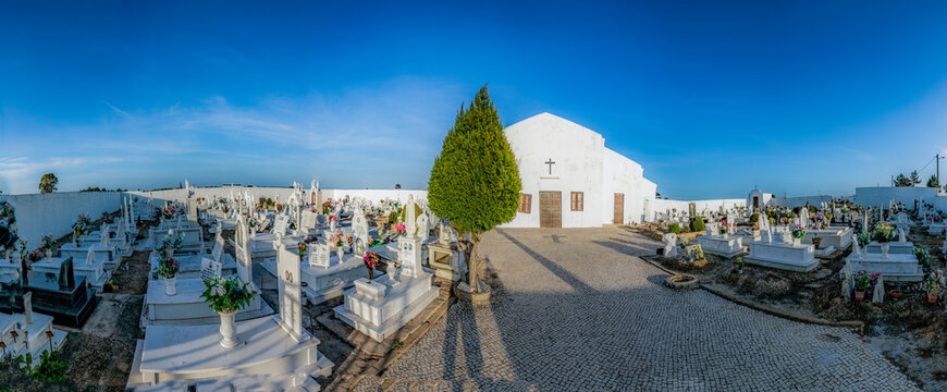 cemetery of scenic small village of Rogil at the Algarve, Portugal without people