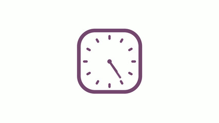 12 hours pink dark square clock icon on white background,clock isolated