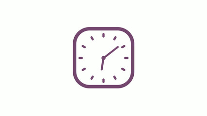 Amazing pink dark square 12 hours clock icon on white background,clock isolated