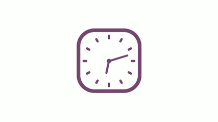 Amazing pink dark square 12 hours clock icon on white background,clock isolated