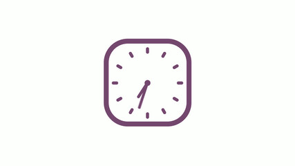 Amazing pink dark square 12 hours clock icon on white background,clock isolated