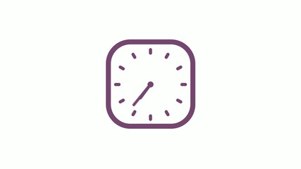 Amazing pink dark square 12 hours clock icon on white background,clock isolated