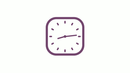 Amazing pink dark square 12 hours clock icon on white background,clock isolated