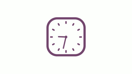 Amazing pink dark square 12 hours clock icon on white background,clock isolated