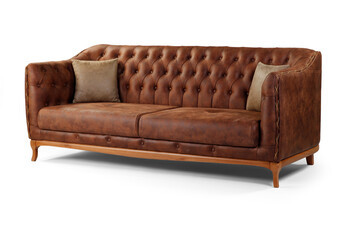 Modern comfortable furniture on white background . corner view