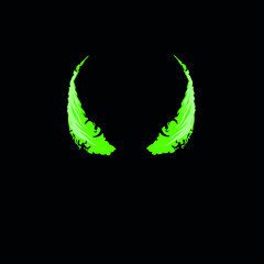 colourfull neon venom eyes on a black background