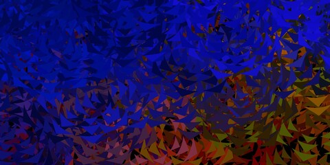 Dark blue vector template with crystals, triangles.