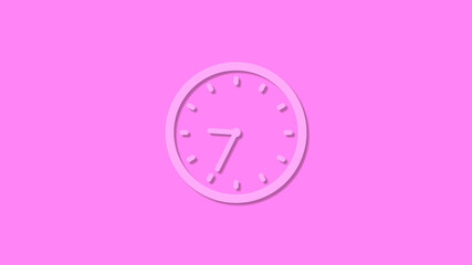 Beautiful pink 12 hours counting down clock icon,clock isolated