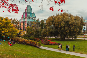 Major's Hill Park and National Gallery of Canada in Ottawa Ontario Canada in the Fall