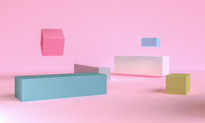 3d Pink color minimalist style design, Scene podium mock up presentation, 3d render abstract background.