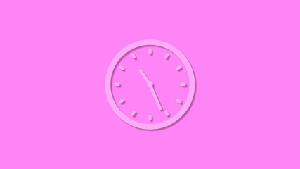 Beautiful pink color 12 hours clock icon on pink background,clock icon,clock isolated