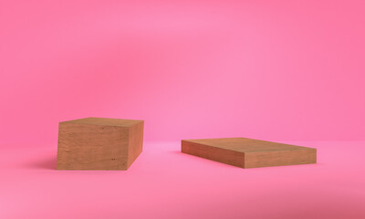 3d Pink color minimalist style design, Scene podium mock up presentation, 3d render abstract background.