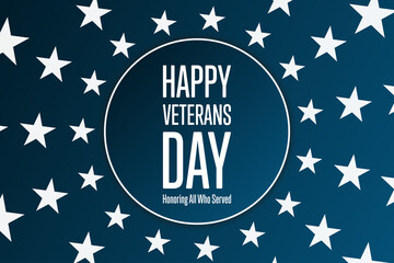 Veterans Day. November 11. Honoring All Who Served. Holiday concept. Template for background, banner, card, poster with text inscription. Vector EPS10 illustration.