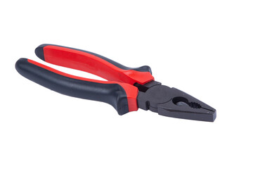 Obraz premium Pliers red and black color on white background. Pliers isolated on white
