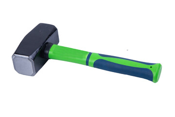 Small sledgehammer with plastic handle isolated on a white background. Construction tools. New sledgehammer. Saved Path, cut out.