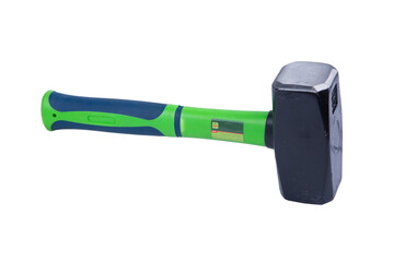 Small sledgehammer with plastic handle isolated on a white background. Construction tools. New sledgehammer. Saved Path, cut out.