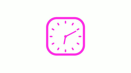 New pink color square clock icon on white background,clock icon,clock isolated