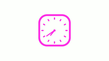 New pink color square clock icon on white background,clock icon,clock isolated