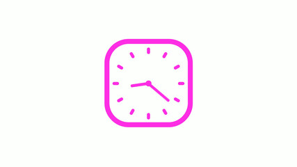 New pink color square clock icon on white background,clock icon,clock isolated