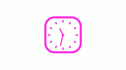 New pink color square clock icon on white background,clock icon,clock isolated