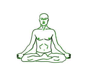 Man meditates on a white background. Silhouette. Illustration.