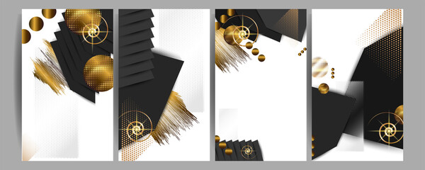Set of cards holiday gold on white background decorations in the style of abstract Christmas New year's design template. Vector eps10