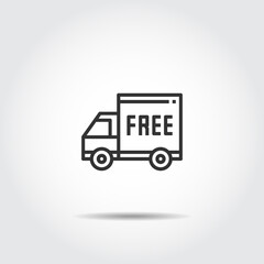 Free Shipping Icon line Vector , Online Shopping ,Car ,Free Delivery