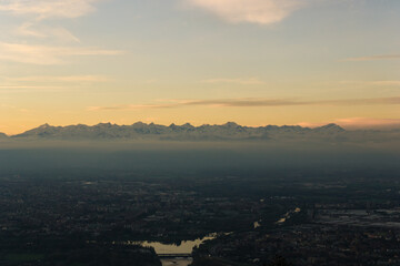 View of Turin at sunset from the Superga hill - Turin - Tuscany - Italy