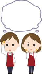 男女　不安　店員　吹き出し