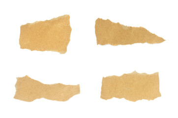 Recycled paper craft stick on a white background. Brown paper torn or ripped pieces of paper isolated on white background with clipping path.
