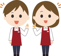 男女　店員　案内