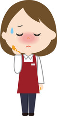 女性　熱　店員