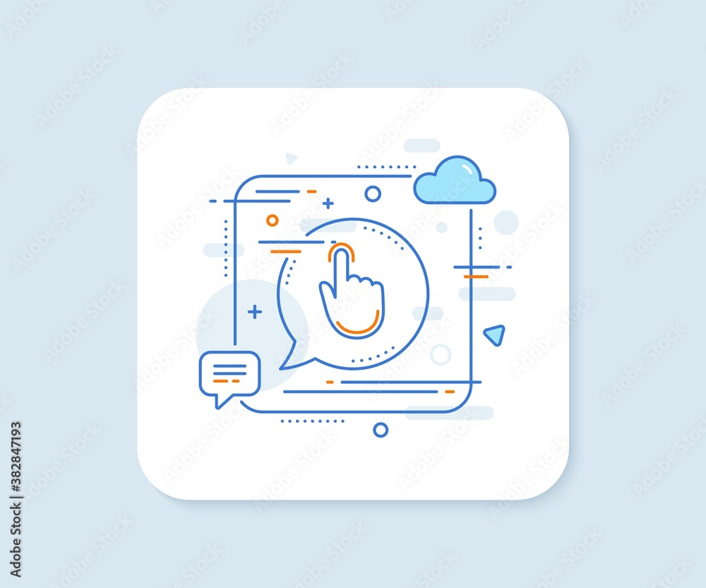 Poster hand click line icon. abstract square vector button. finger touch sign. cursor pointer symbol. hand 