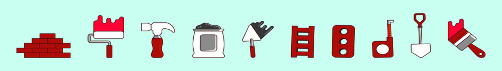 set of brick layer cartoon icon design template with various models. vector illustration isolated on blue background