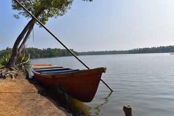 Empty boat on lake