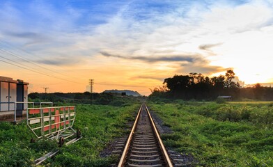 railway and the sunset