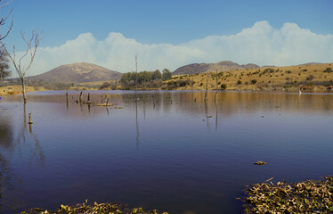 Reflection of cradle moon dam in South Africa