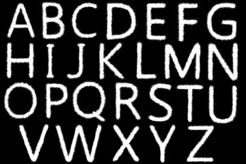 Cloud alphabet shape on black background